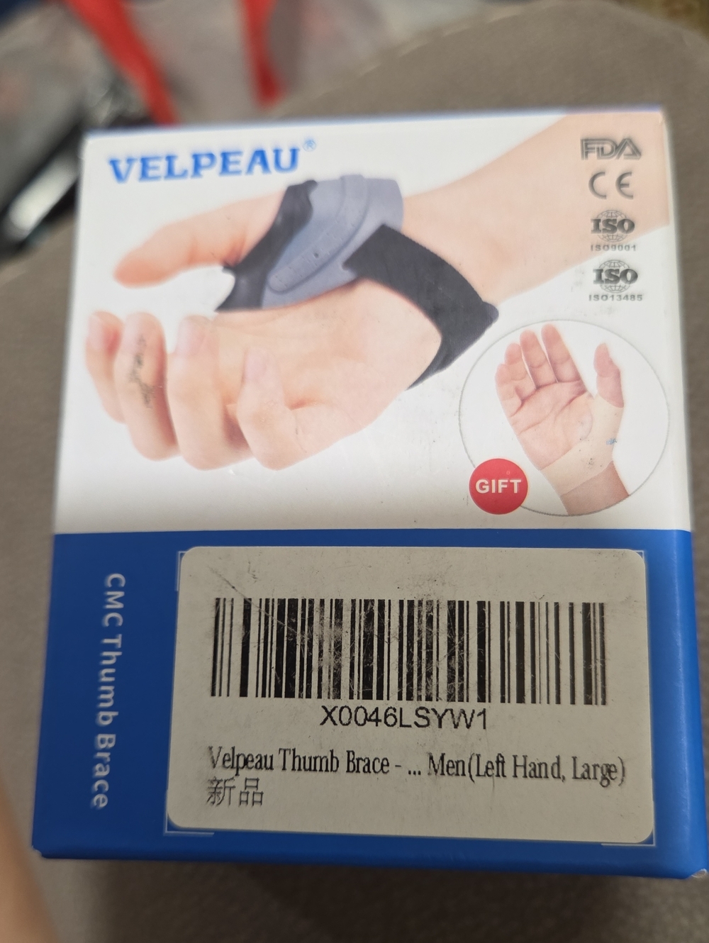 Left Hand Thumb Brace - Support for CMC Thumb